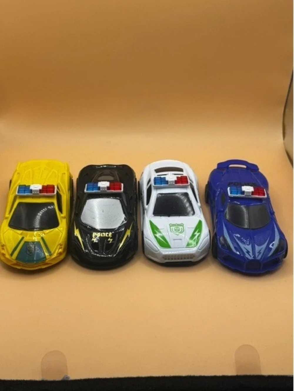4 Pack Lamborghini-Style Pullback Police Toy Car Bundle New